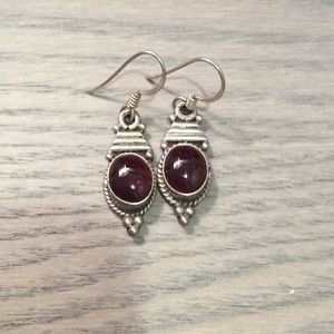 Silver metal pendant earrings